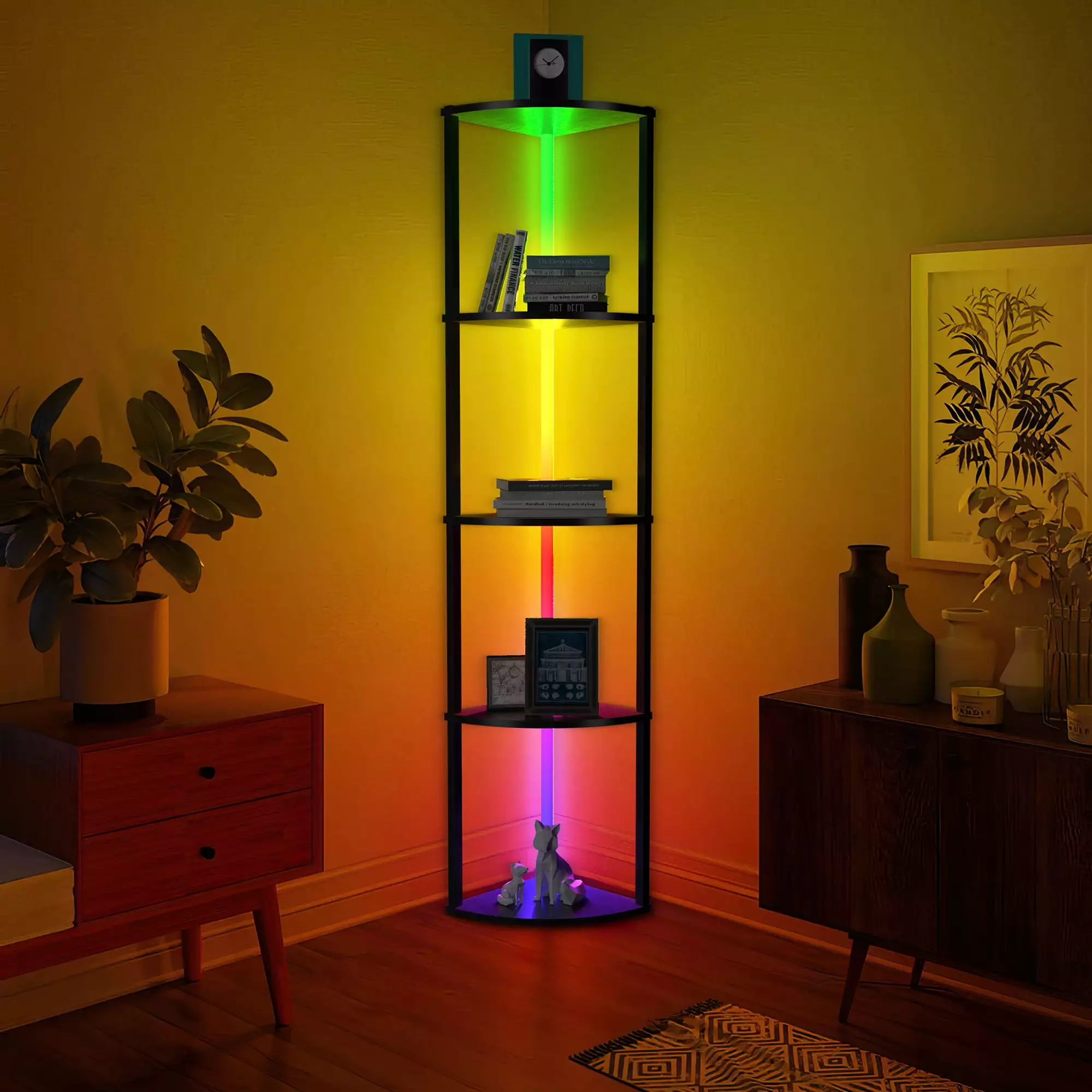 Tuuzel EP LIGHT Corner Shelf Multifunctional Bookshelf RGB LED Lights