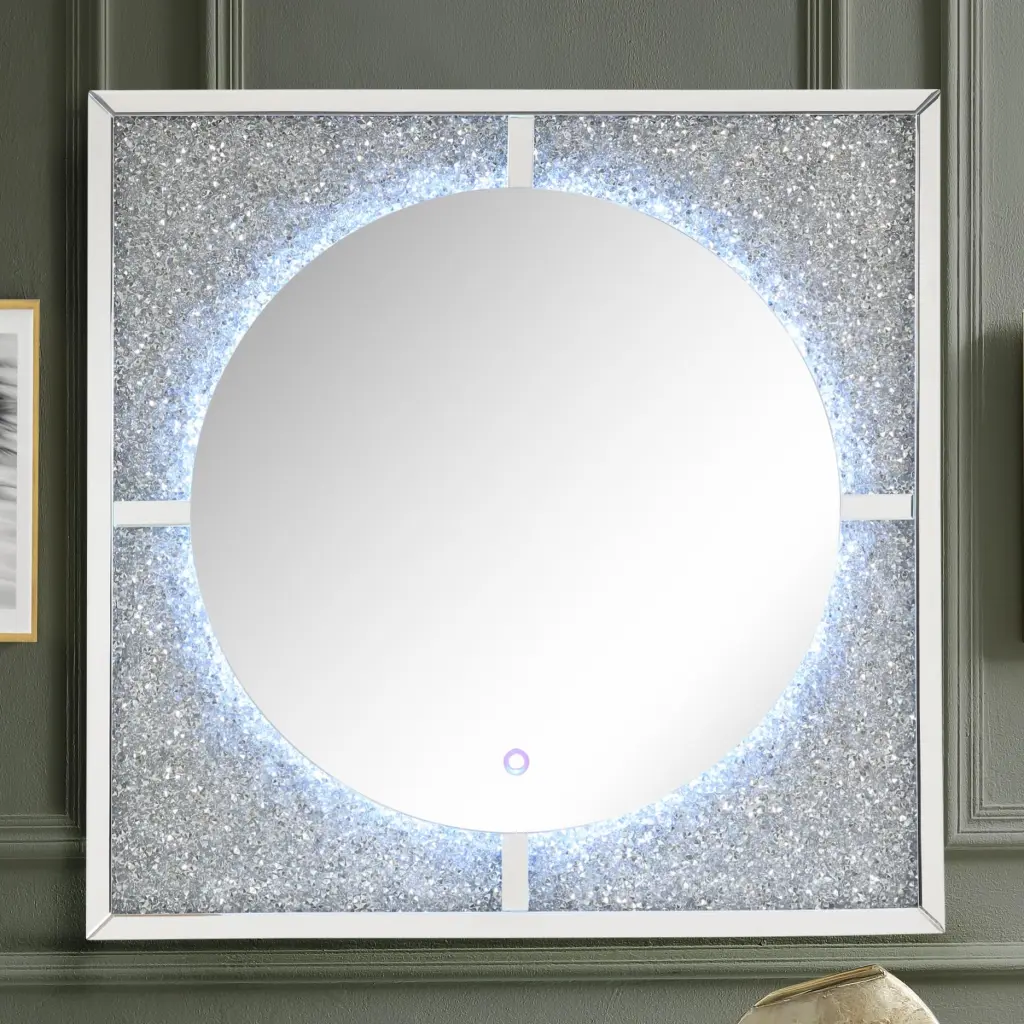 Nowles Mirrored & Faux Stones Wall Decor LED - Modern Lighted Wall Art