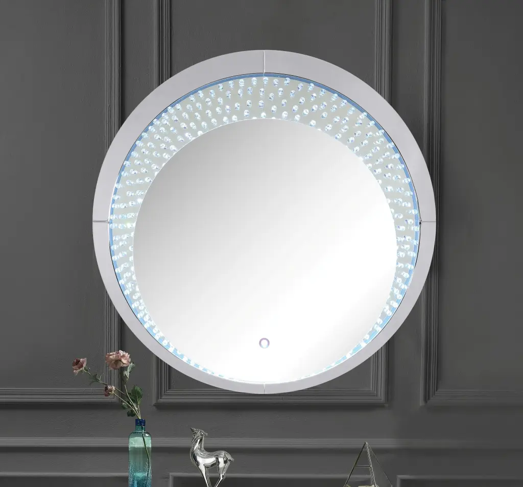Nysa Mirrored & Faux Crystals Wall Decor LED Lighting Modern Art