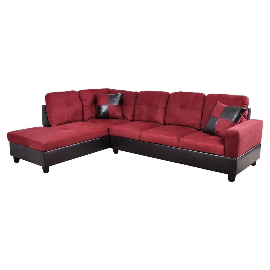 Star Home Living Corp Timmy Microfiber Fabric Left Facing Sectional Sofa Red