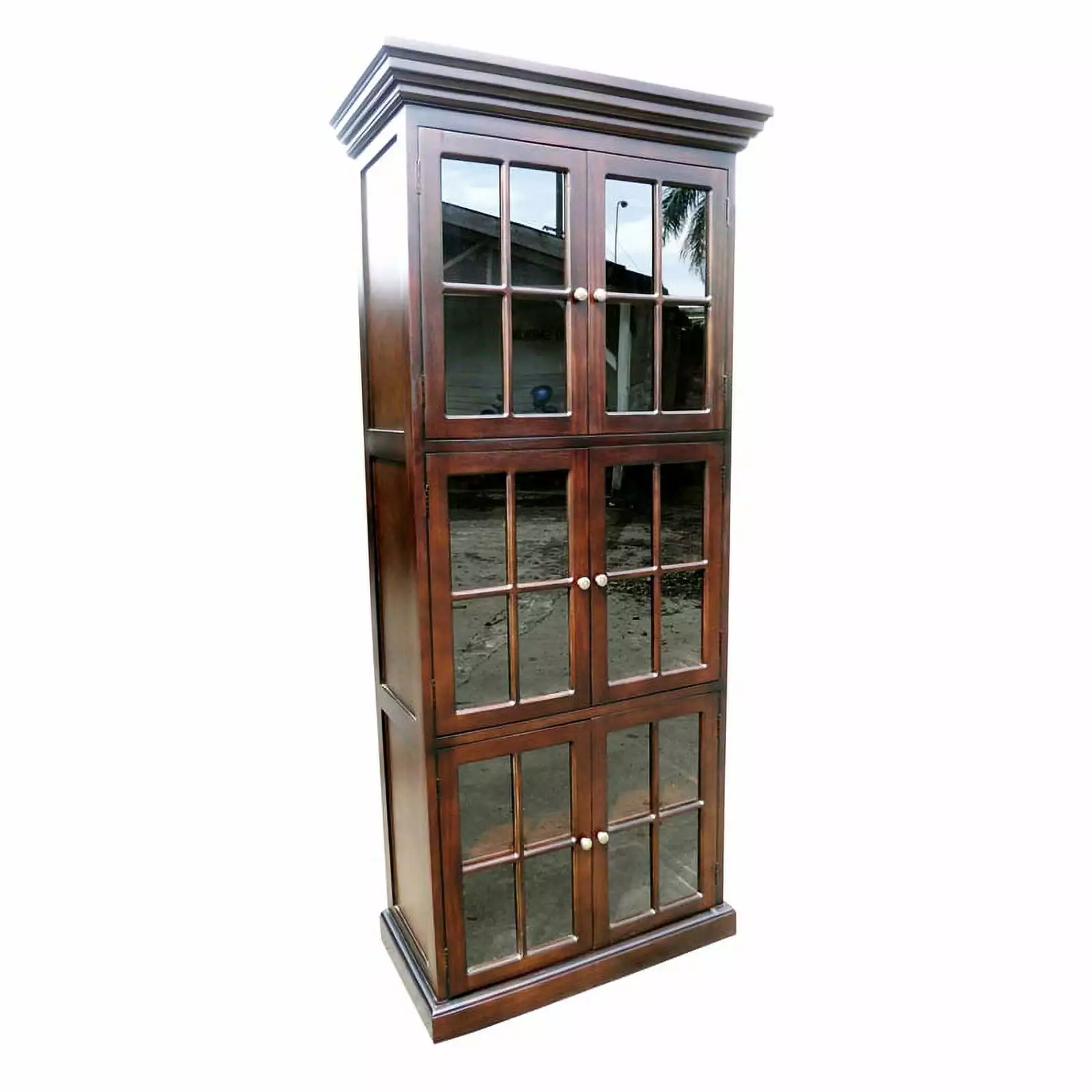 D-Art Collection 6 Door Library Bookcase Mahogany Wood D Art Collection