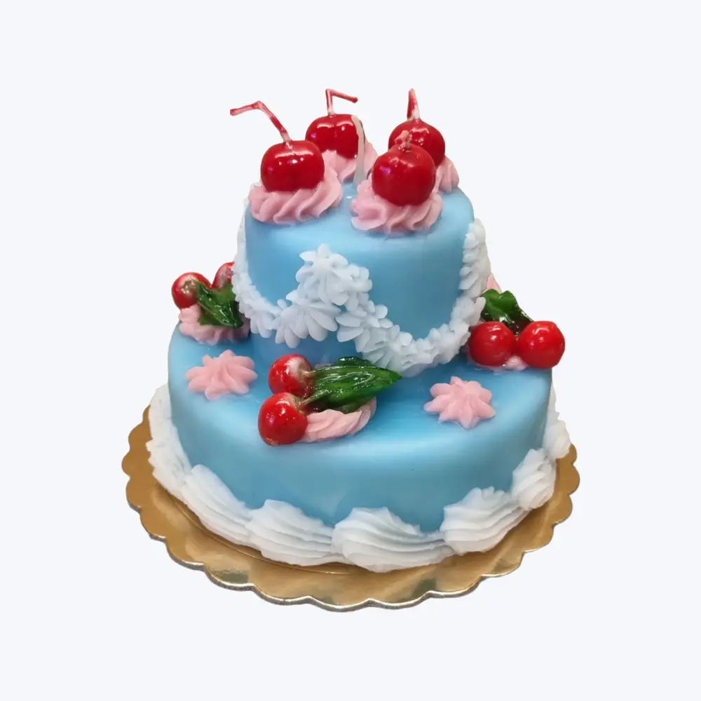 Azure Two-Tier Cake Candle