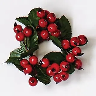 Berry Candle Ring w/ Leaf 1.25"