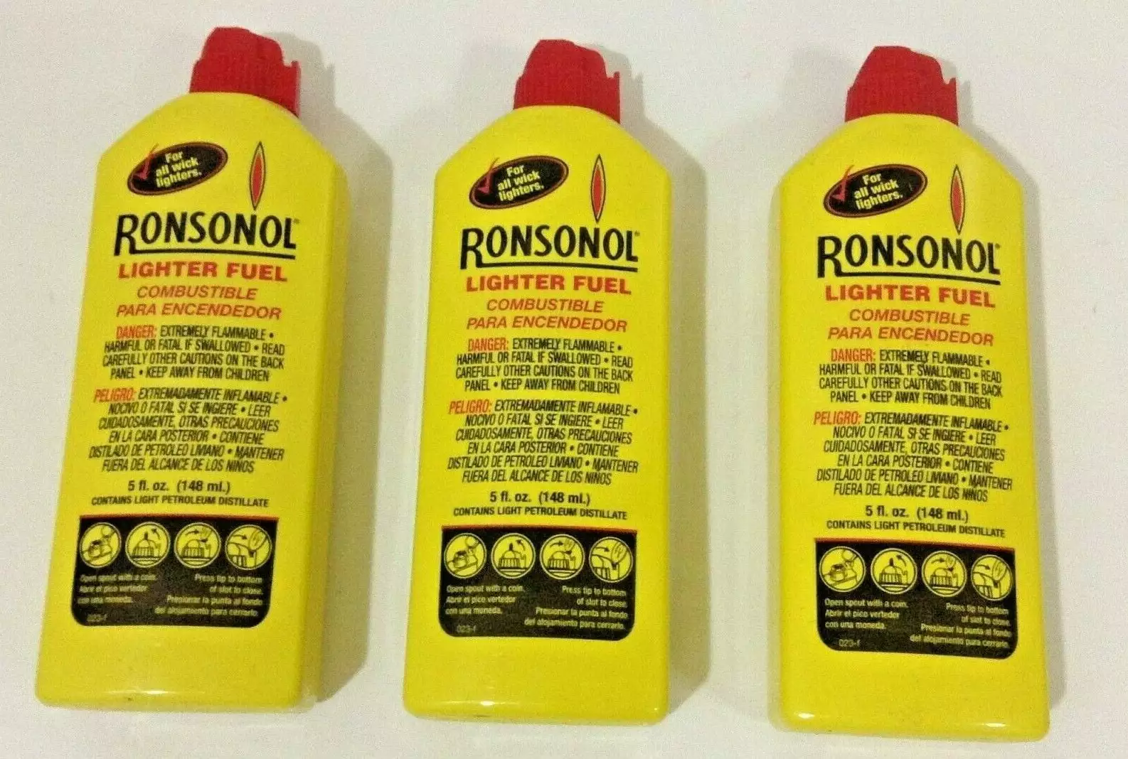 RONSONOL 5 oz Lighter Fluid 3 Pack Full Bottles Charcoal and Grills