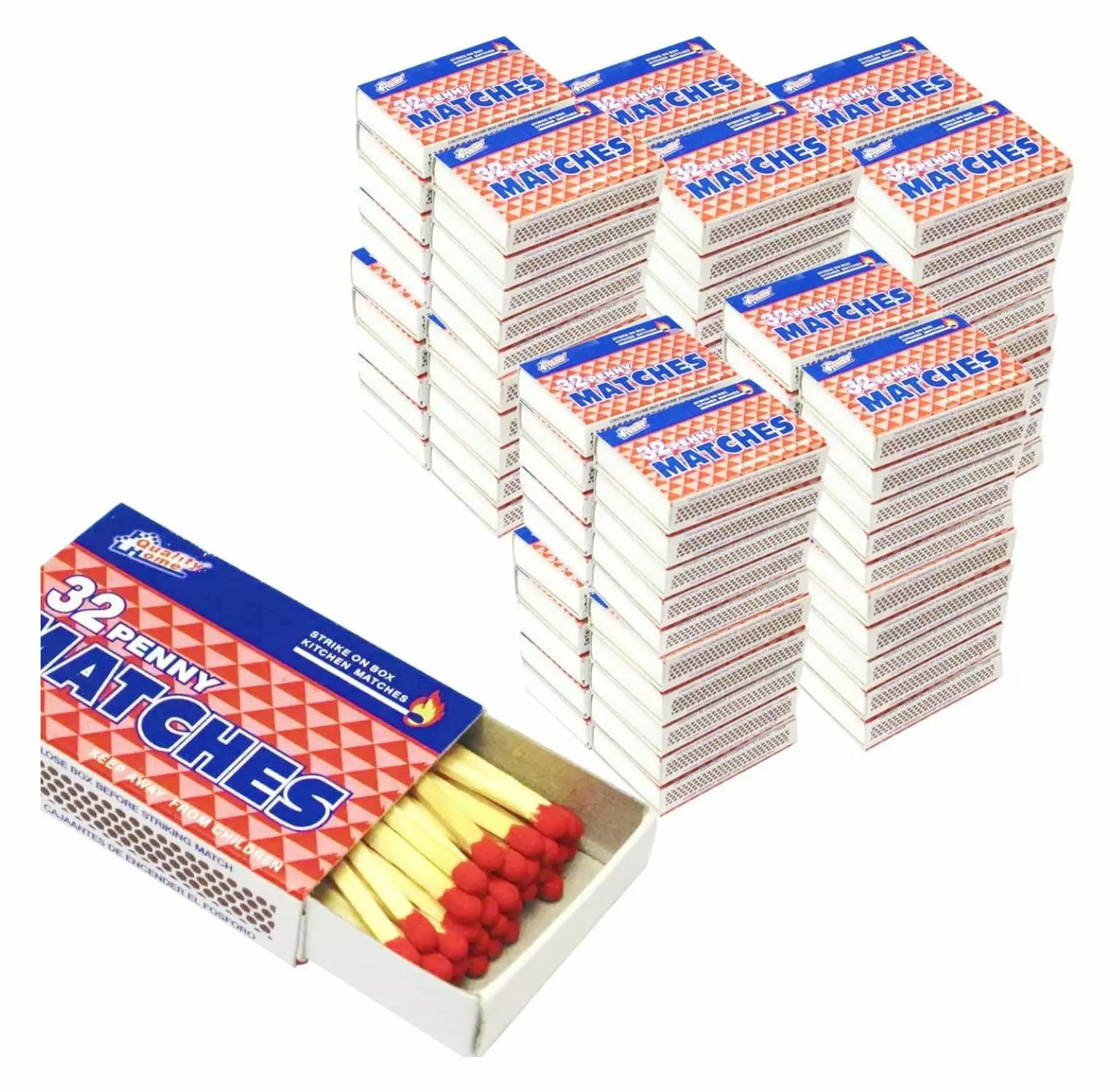 4 Set 100 Packs Matches Strike on Box Kitchen Camping Fire Starter Lighter