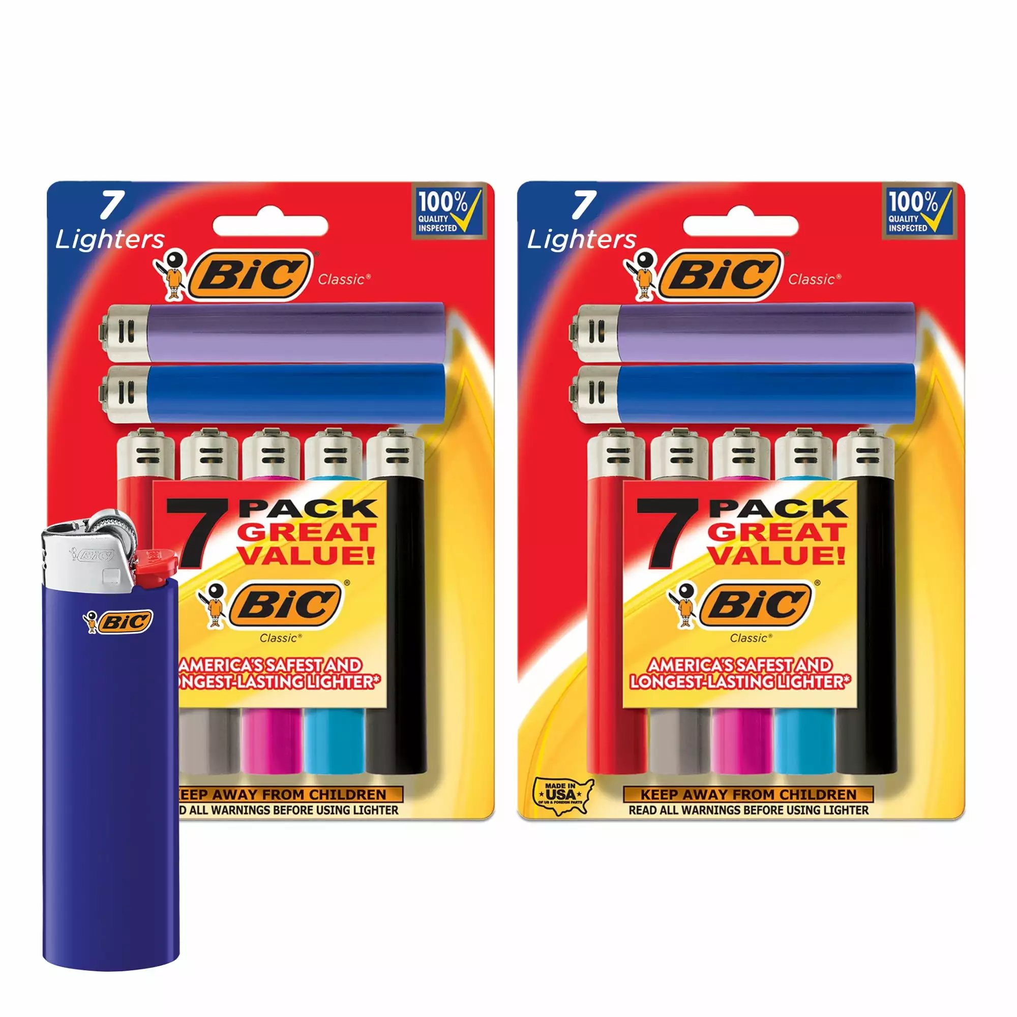 BIC Classic Lighter Assorted Colors 14-Pack Pocket Lighters Safe and Reliable