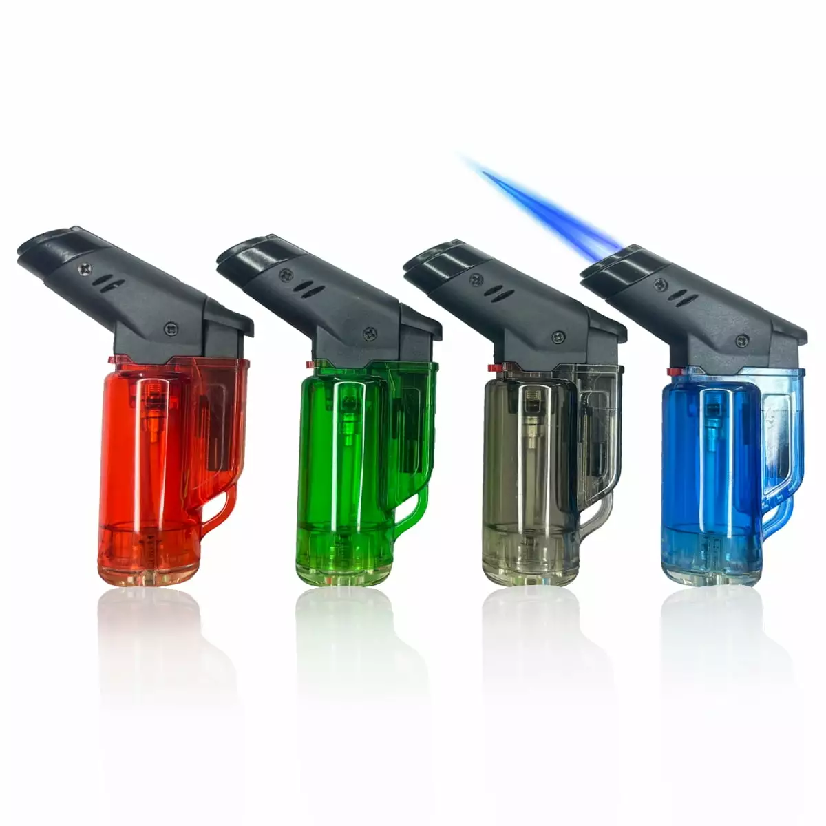4 Pack Single Jet Torch Lighter Adjustable Flame Visible Gas Tank Cooking BBQ Flame Ignition