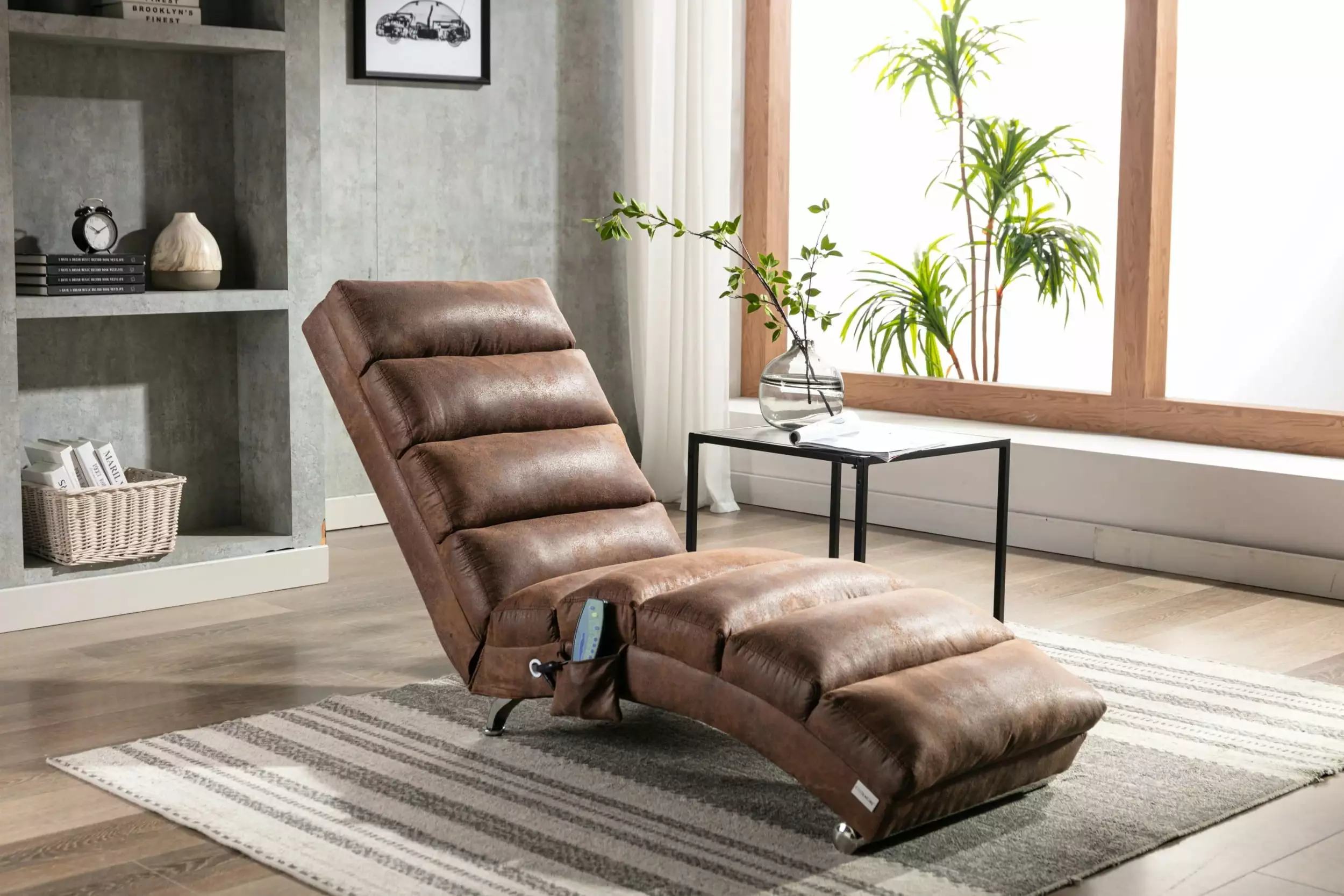 Linen Chaise Lounge Indoor Chair Modern Long Lounger Office or Living Room Chaise unknown