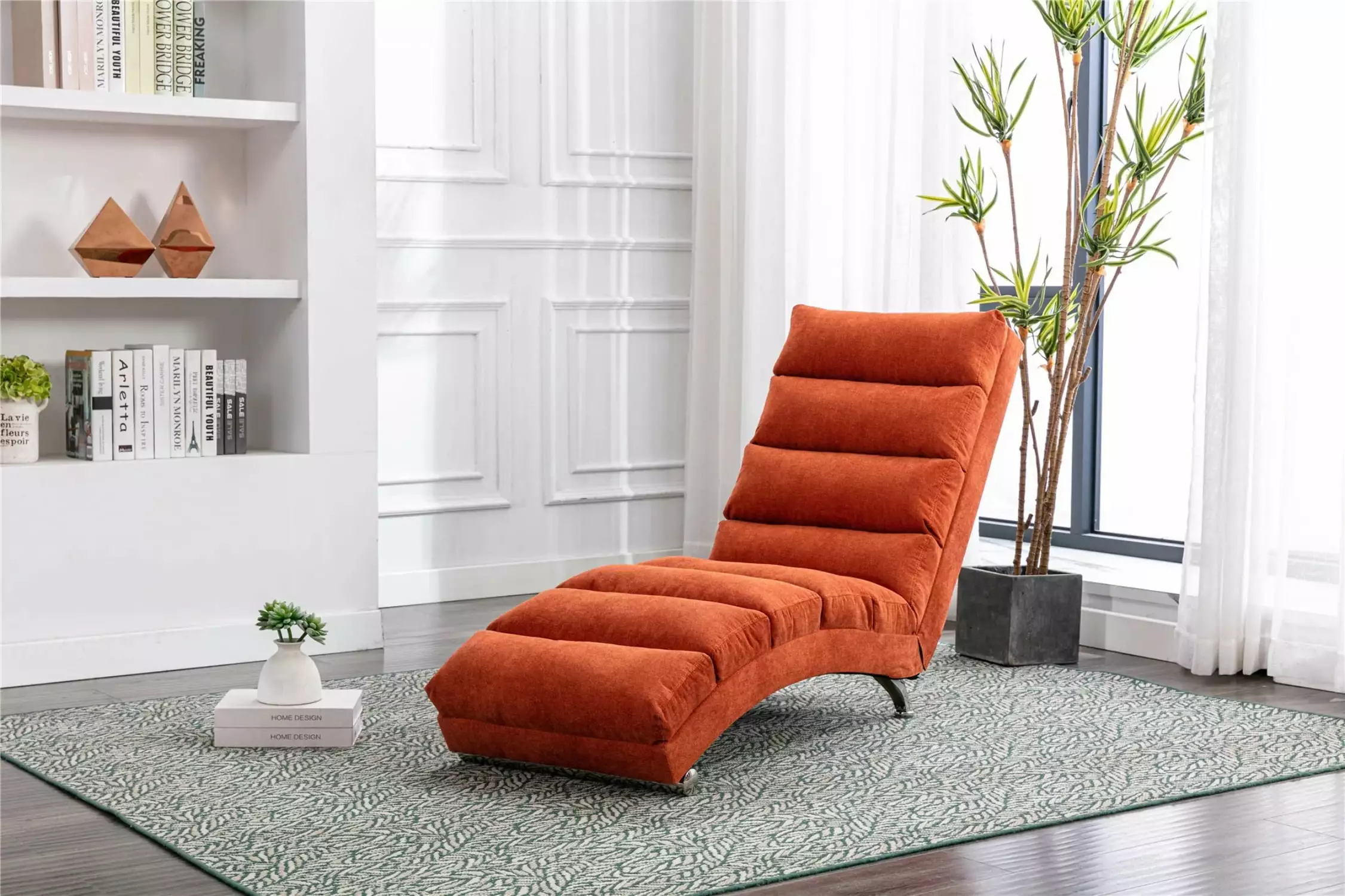 Linen Chaise Lounge Indoor Chair Modern Long Lounger Office or Living Room Chaise unknown