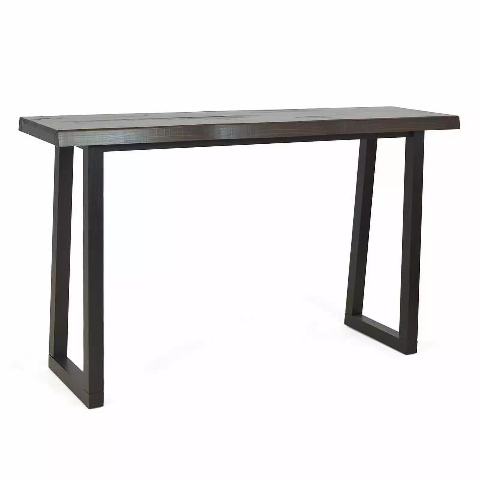 Pemberly Row Modern Cherry and Ebony Solid Wood Live Edge Sofa Bar Table Console