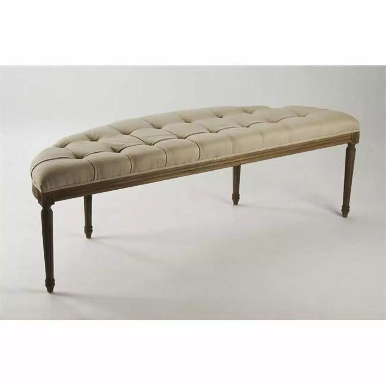 Louis Curve Bench Natural Linen 57 x 19 x 19 Modern Living Room Furniture Benches D2D Technologies