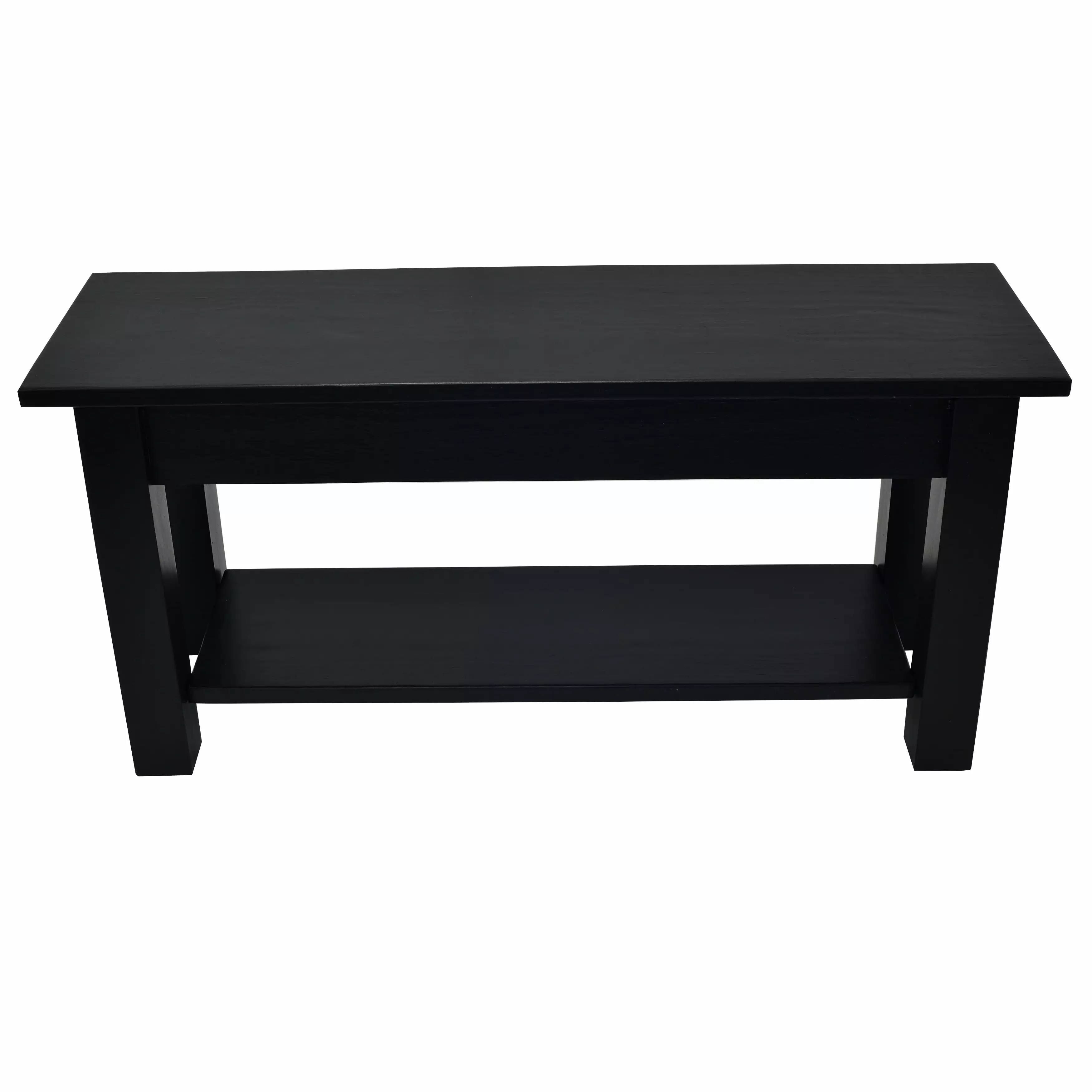 Black Bench Shelf 60 Inch Modern Design Entryway Living Room or Bedroom Benches Ezekiel and Stearns