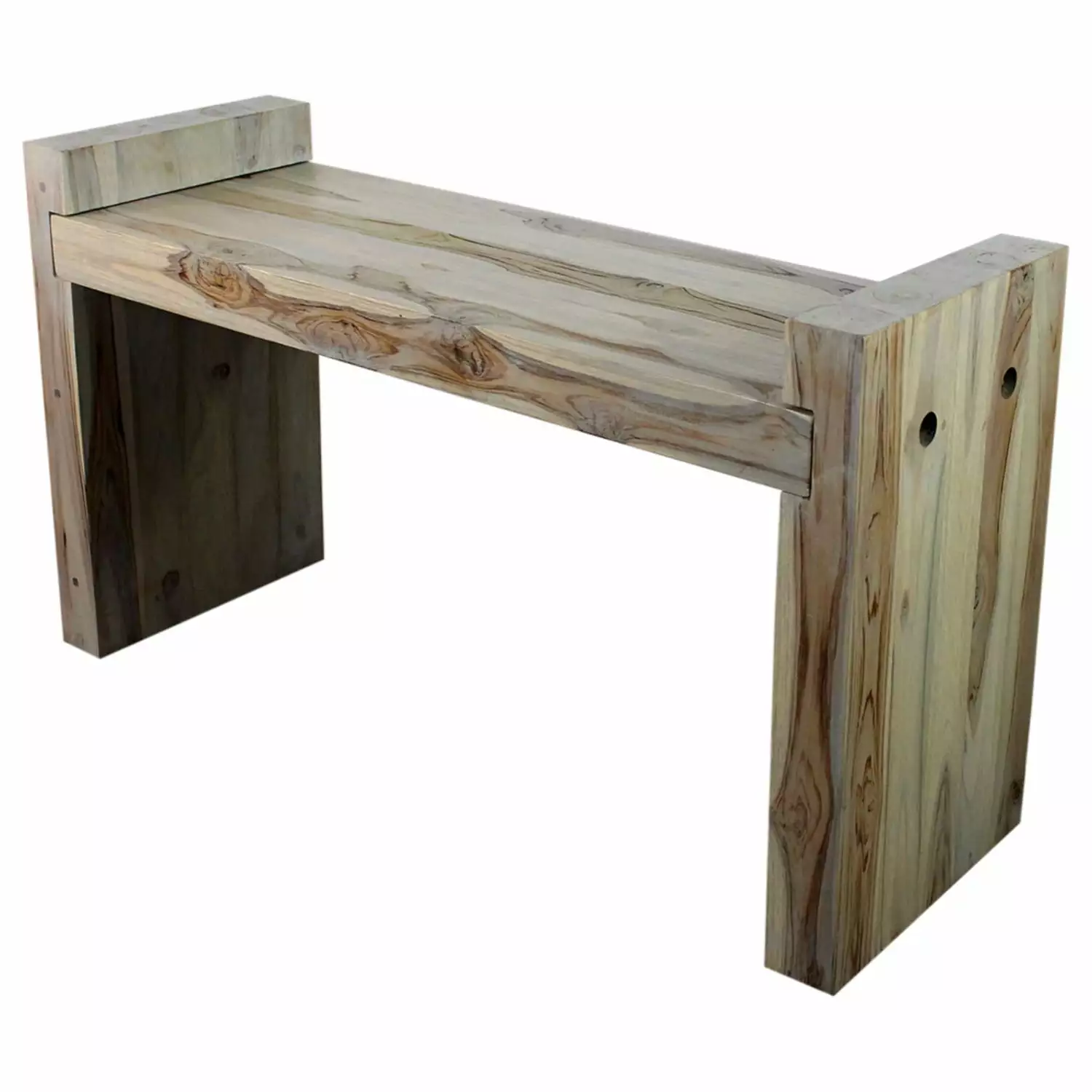 Haussmann Teak Block Bench 36 Inch High KD Grey Oil Modern Living Room Bench Benches