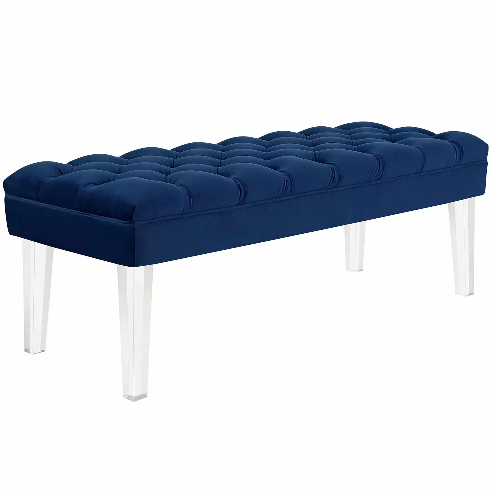 Modern Contemporary Urban Design Navy Blue Velvet Fabric Bench Bedroom Living Room Benches