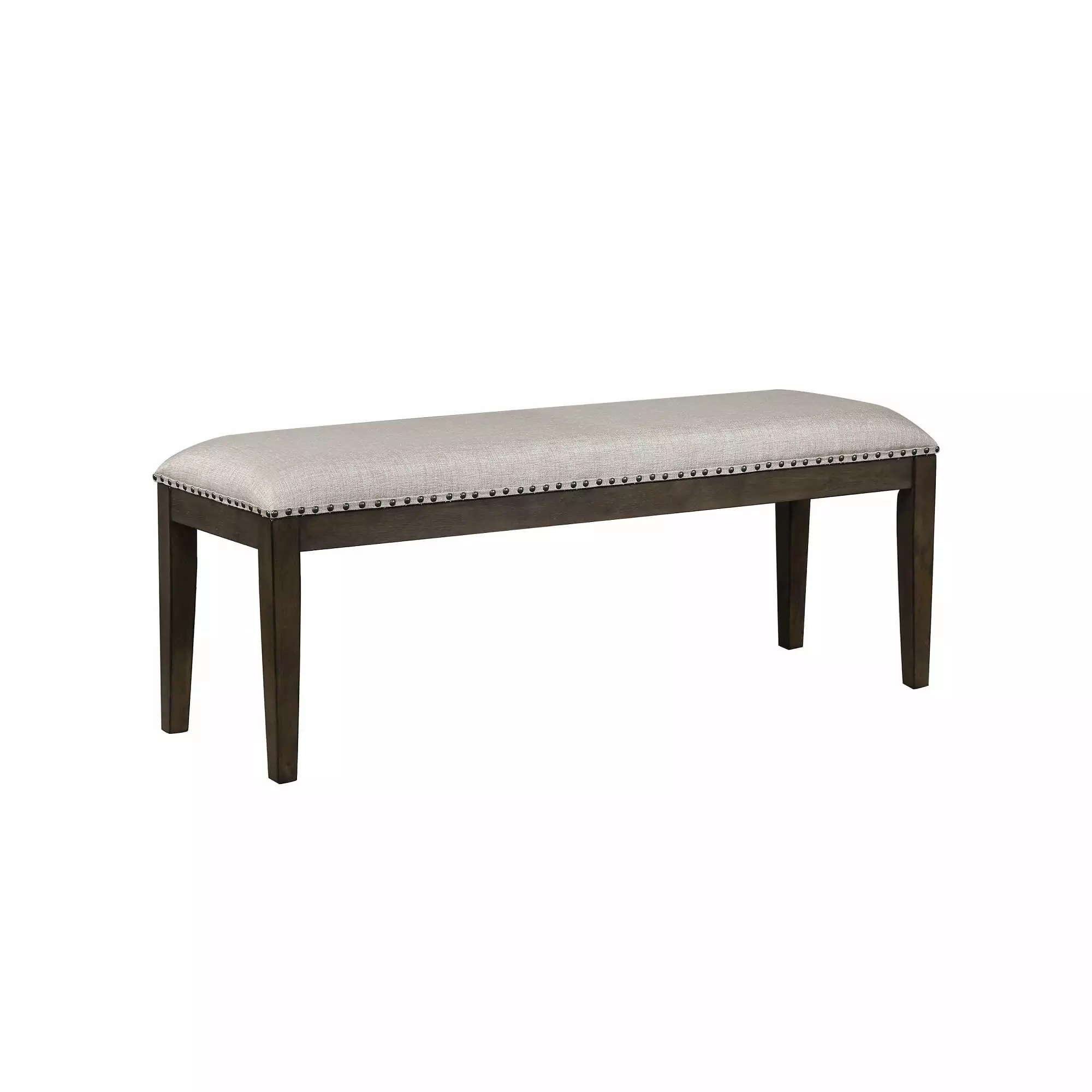 Hamptons Collection 50 Inch Brown Wooden Rectangular Bench White Upholstered Seat - Classic Living Room Furniture Benches