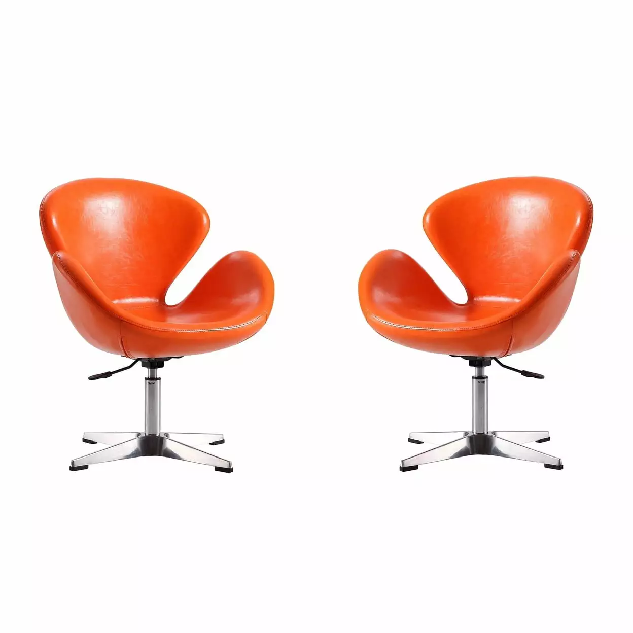 Manhattan Ease Raspberry Faux Leather Accent Chair Orange Set 2 Modern Design Manhattan Comfort