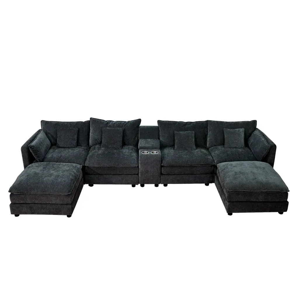 U Shaped Sectional Cloud Couch Living Room Hidden Storage