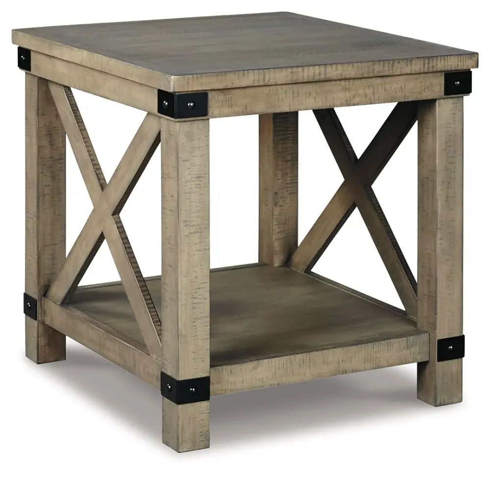 Aldwin - Rectangular End Table - Crossbuck Styling - Charcoal
