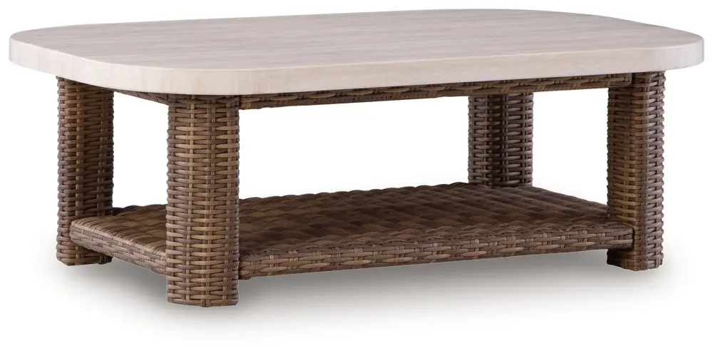 Dolan Creek - Rectangular Cocktail Table - Beige / Espresso