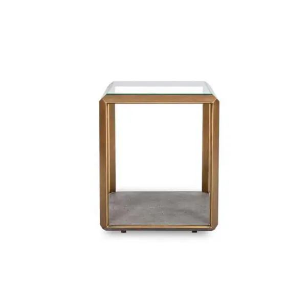 Elmley End Table - Antique Warm alloy & Faux Shagreen