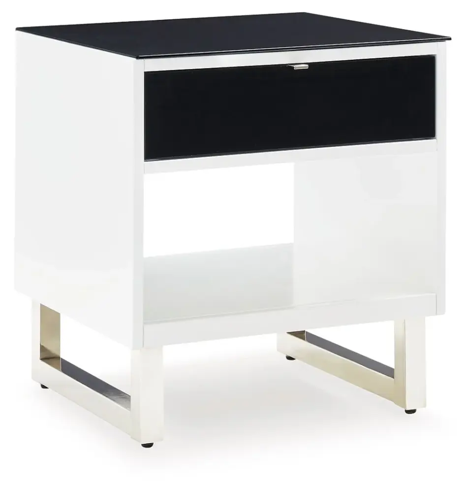 Gardoni - Rectangular End Table - Alabaster / Black