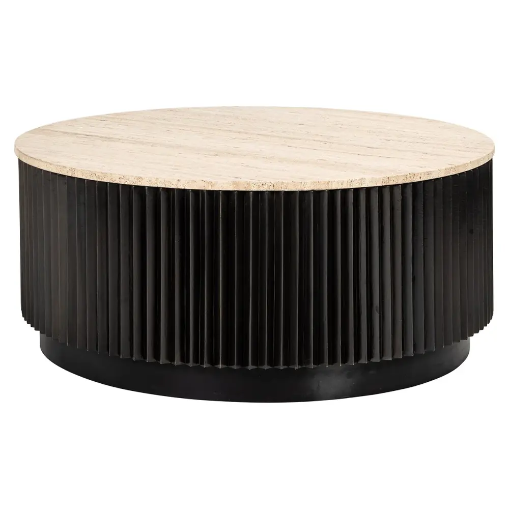 Hampton Round Coffee Table - Travertine Top
