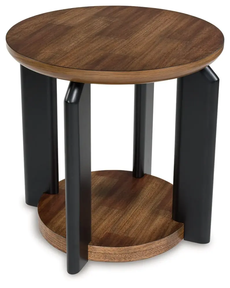 Kraeburn - Round End Table - Cocoa / Black