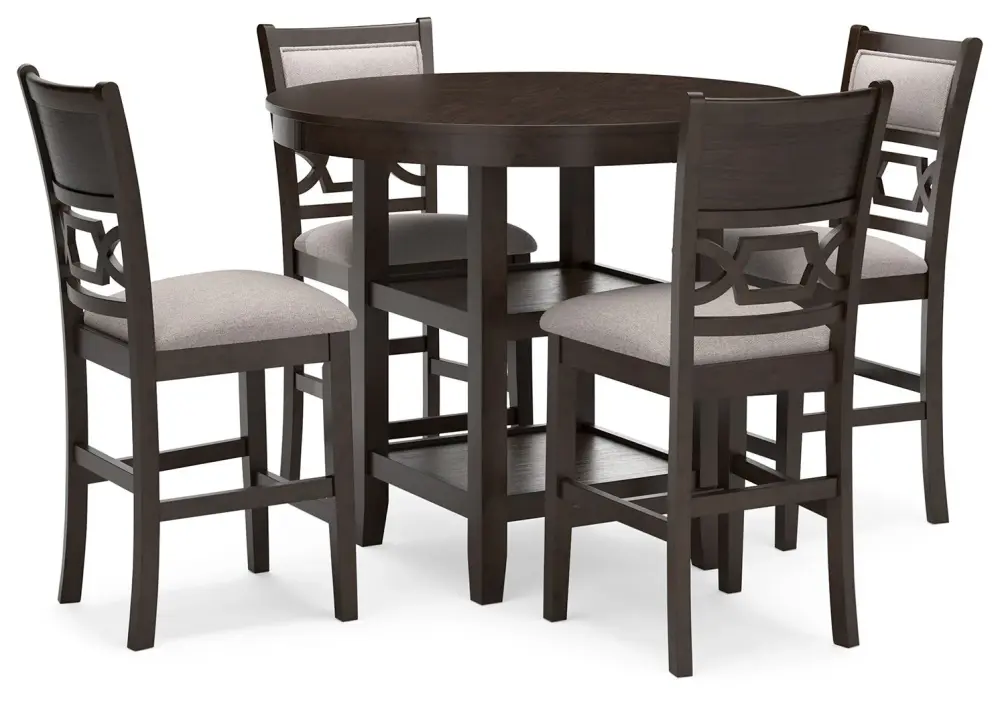 Langwest - Dining Room Counter Table Set place 5) - Brown