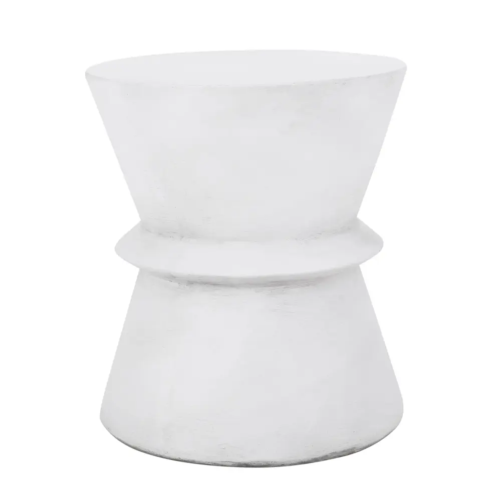 Outdoor Lightweight Concrete End Table Hourglass Structure - Antique White