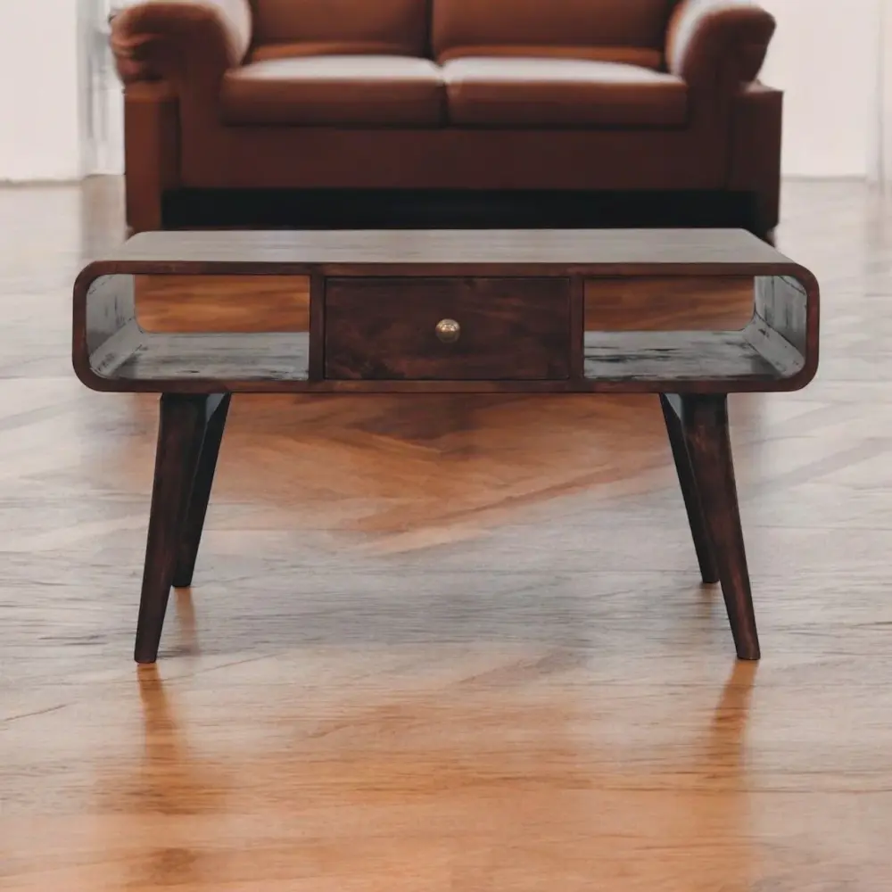 Solid Wood Curved Coffee Table