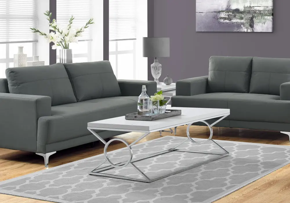 Table, Rectangular, Lustrous Contemporary & Modern - White