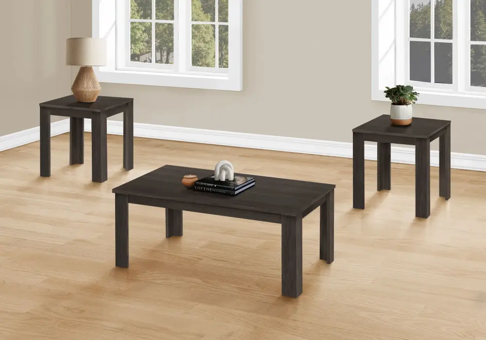 Table Set, Coffee, End, Side, Accent Living Room, Transitional place 3) - Oak