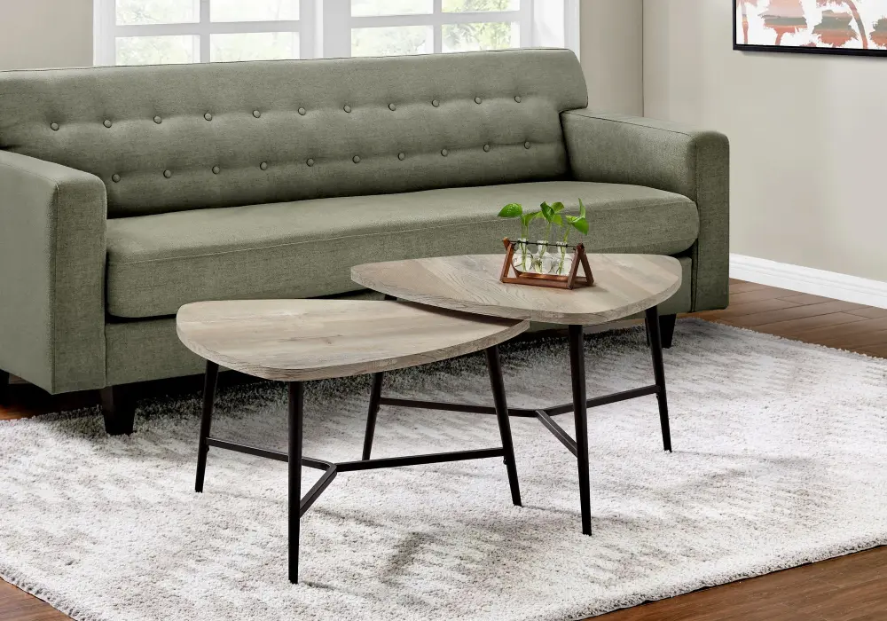 Table Set, Coffee, End, Side, Accent, Living Room / Beige Laminate, Contemporary, Modern place 2) - Taupe