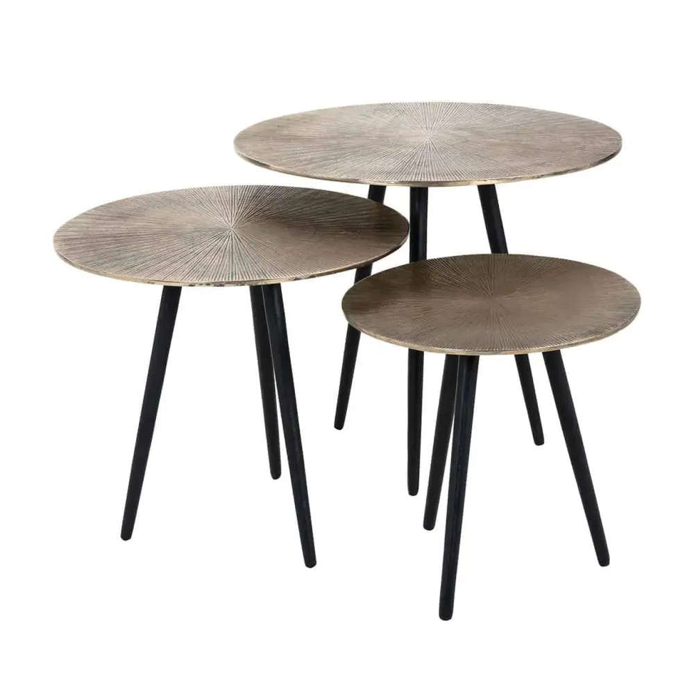 Vittorio Round Coffee Table - Champagne Gold & Charcoal