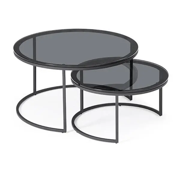 Wheel Large Round Coffee Table - Glass