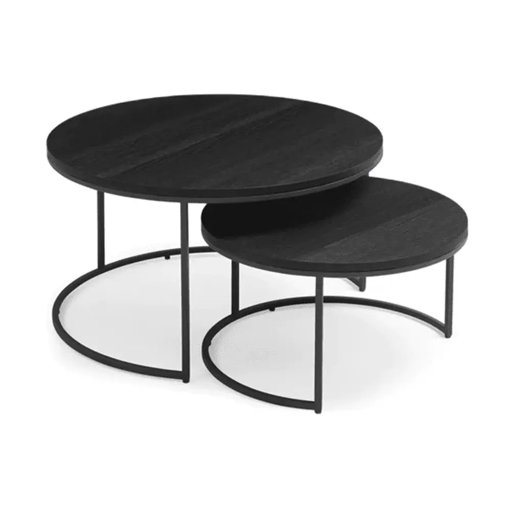 Wheel Round Coffee Table - Roomy - Black Oak