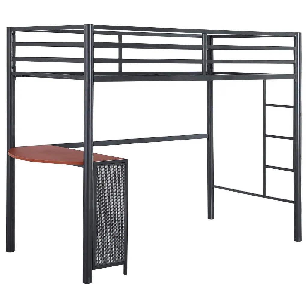 Fisher Twin Workstation Loft Bed Gunmetal Finish