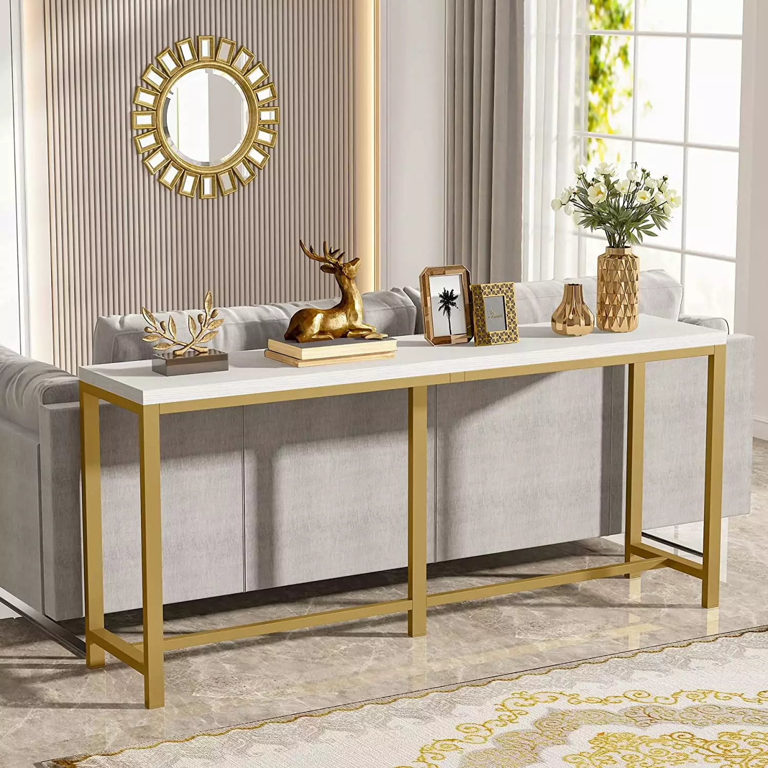 70.9 Inch Long Narrow Sofa Console Table Behind Couch Entryway Living Room Tribesigns Console
