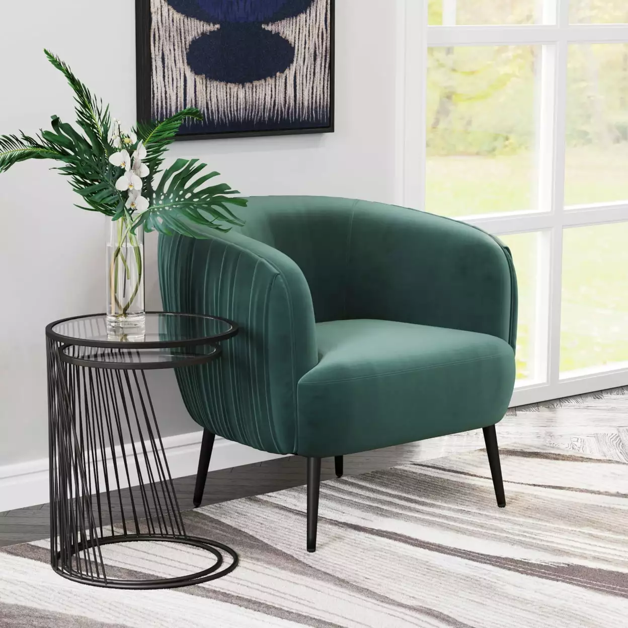 Karan Accent Chair Green - Modern Upholstered Lounge Chair Living Room Zuo Modern