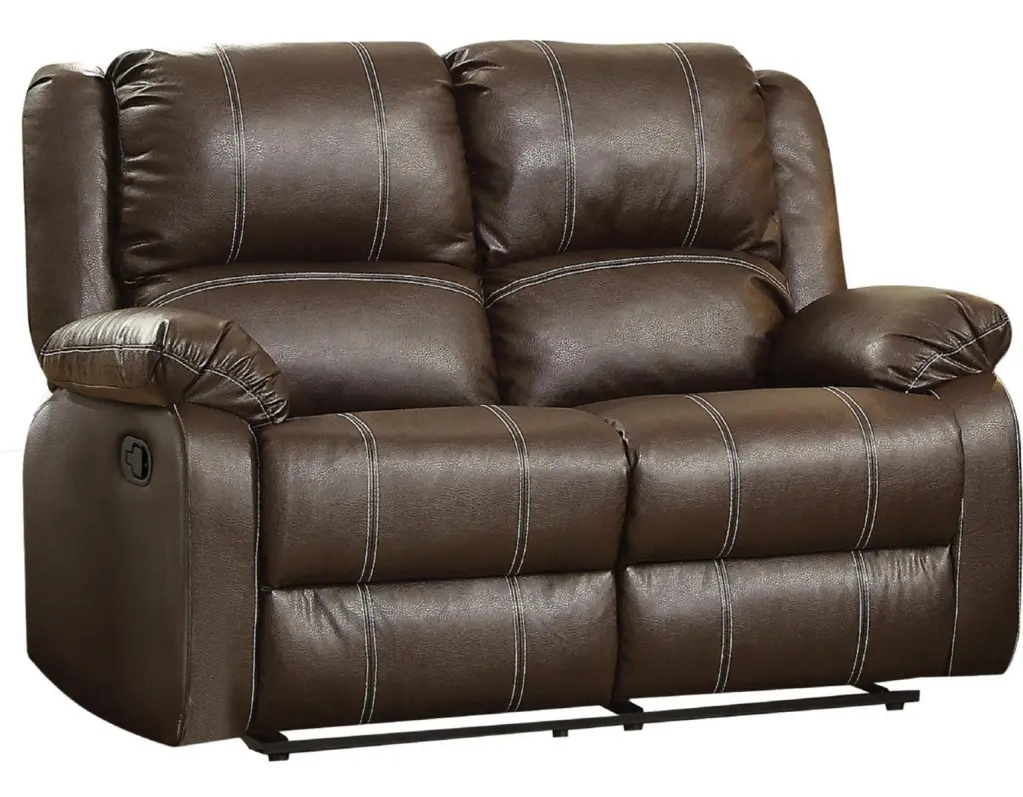 Acme Furniture Zuriel Motion Loveseat Brown 52281 - Classic Leather Reclining Sofa