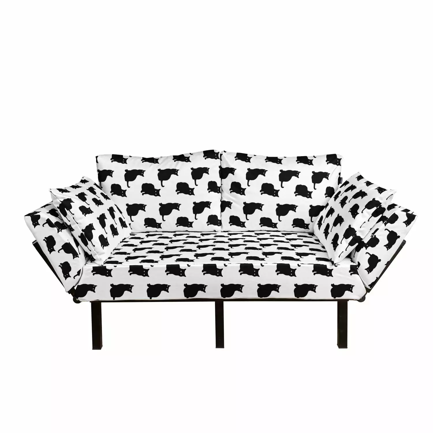 Cat Futon Couch Black Cat Design Daybed Loveseat Black White Ambesonne Futons