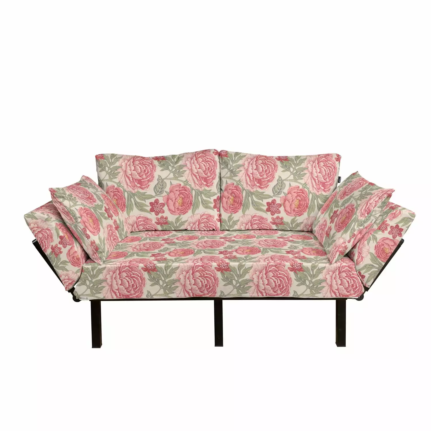 Floral Futon Couch Garden Flowers Retro Revival Design Pink Tones Daybed Loveseat Ambesonne Futons