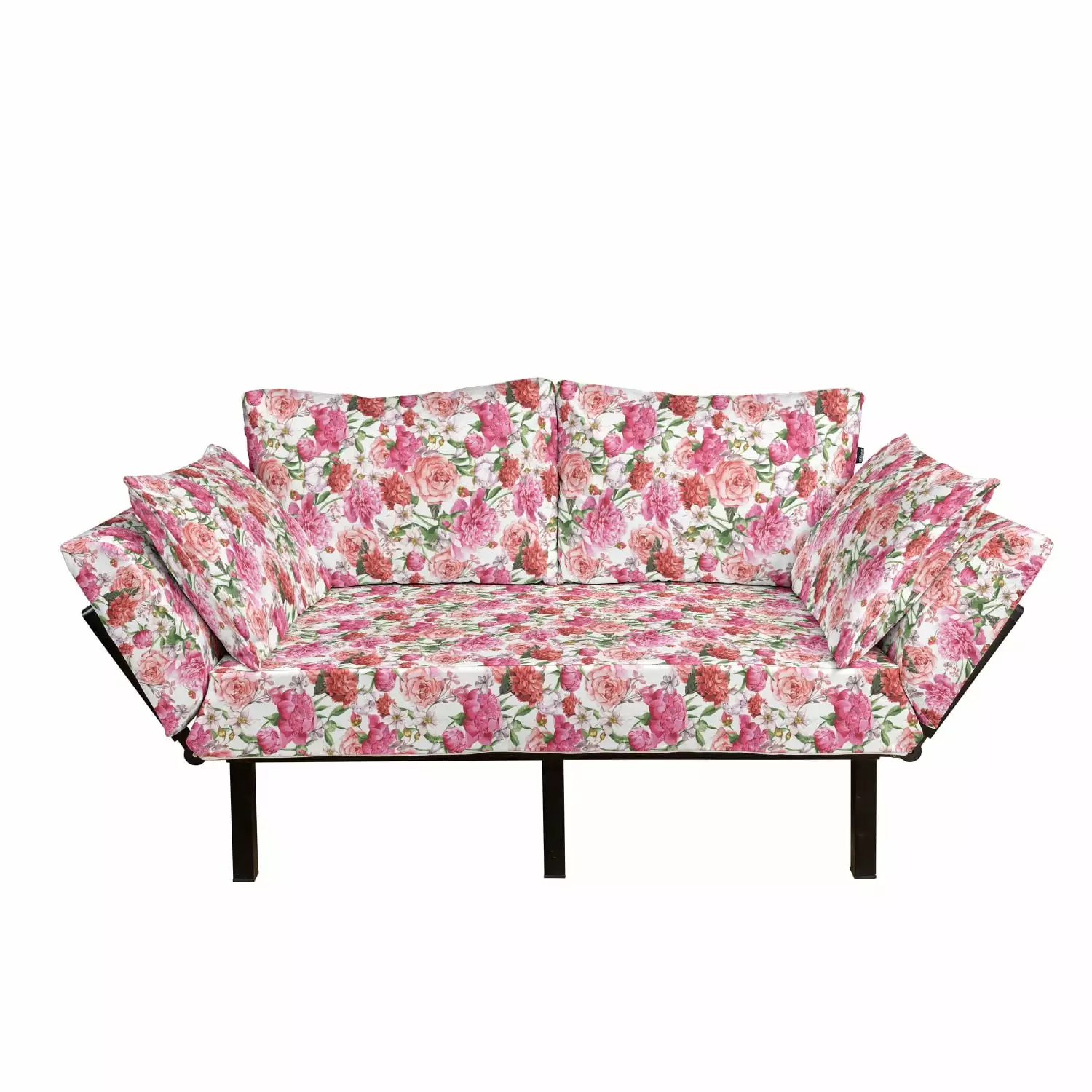 Shabby Flora Futon Couch Summer Garden Flowers Daybed Loveseat Pale Pink Ambesonne Futons