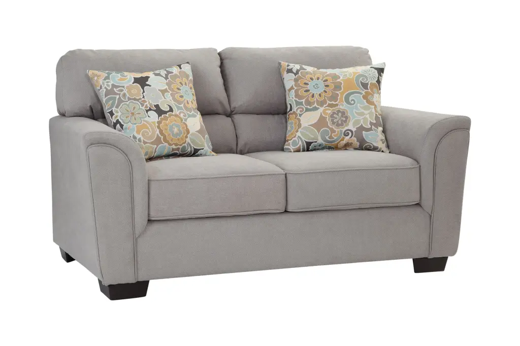 American Furniture Classics Miranda Loveseat Sofa Flared Arms and Two Pillows
