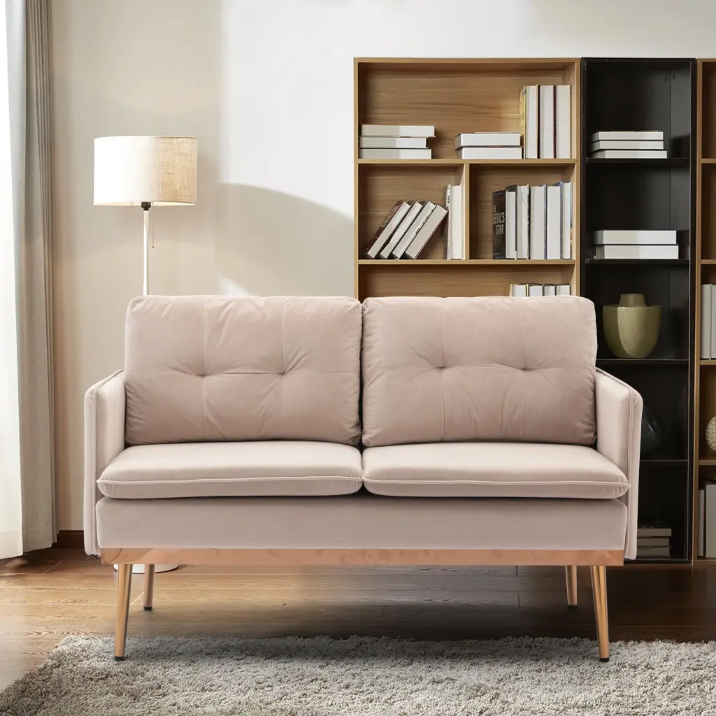 Artlia Accent Loveseat Sofa Stainless Steel Feet Contemporary Living Room