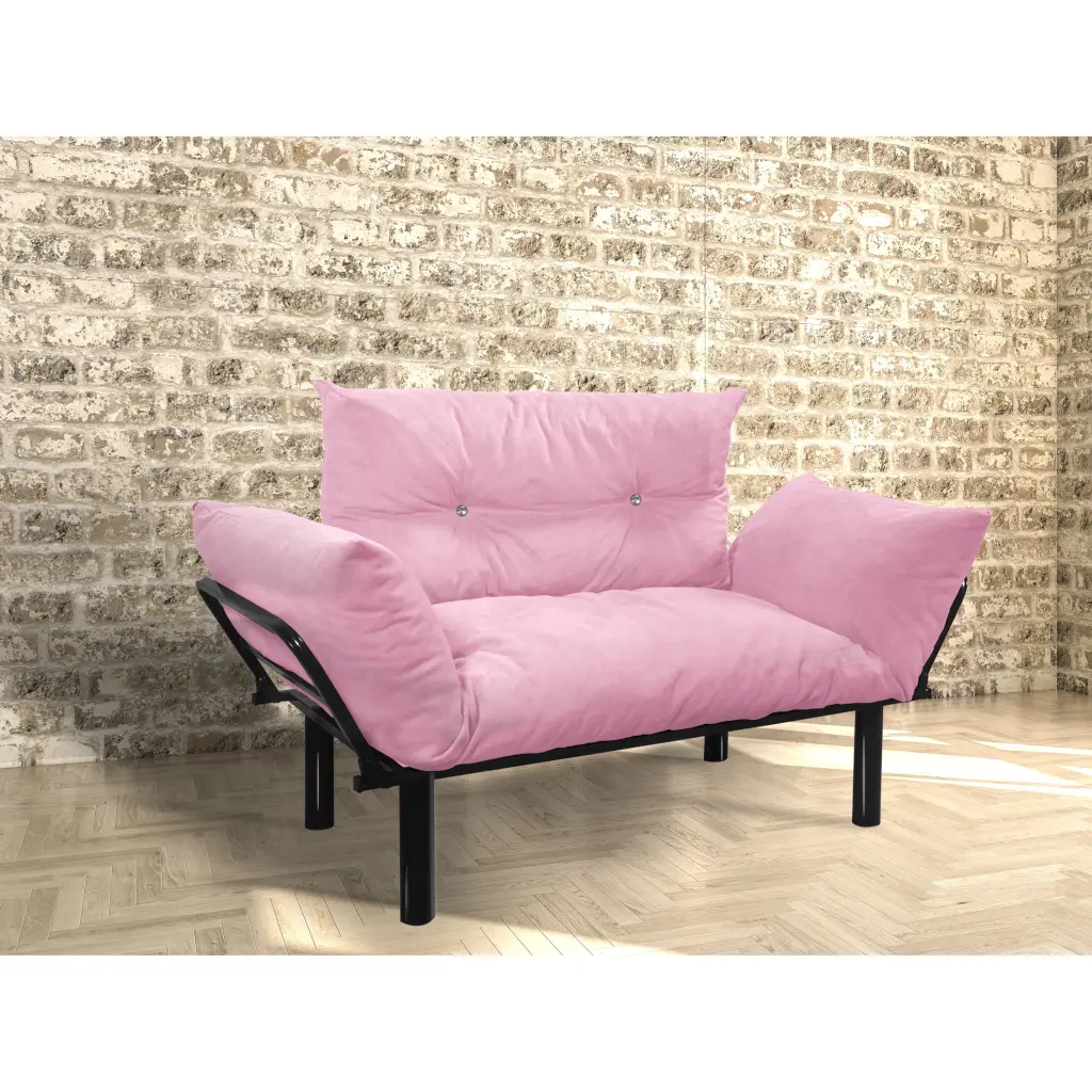 Contemporary Pink Foam and Metal Loveseat - Modern Compact Sofa Small Spaces Bed Bath & Beyond
