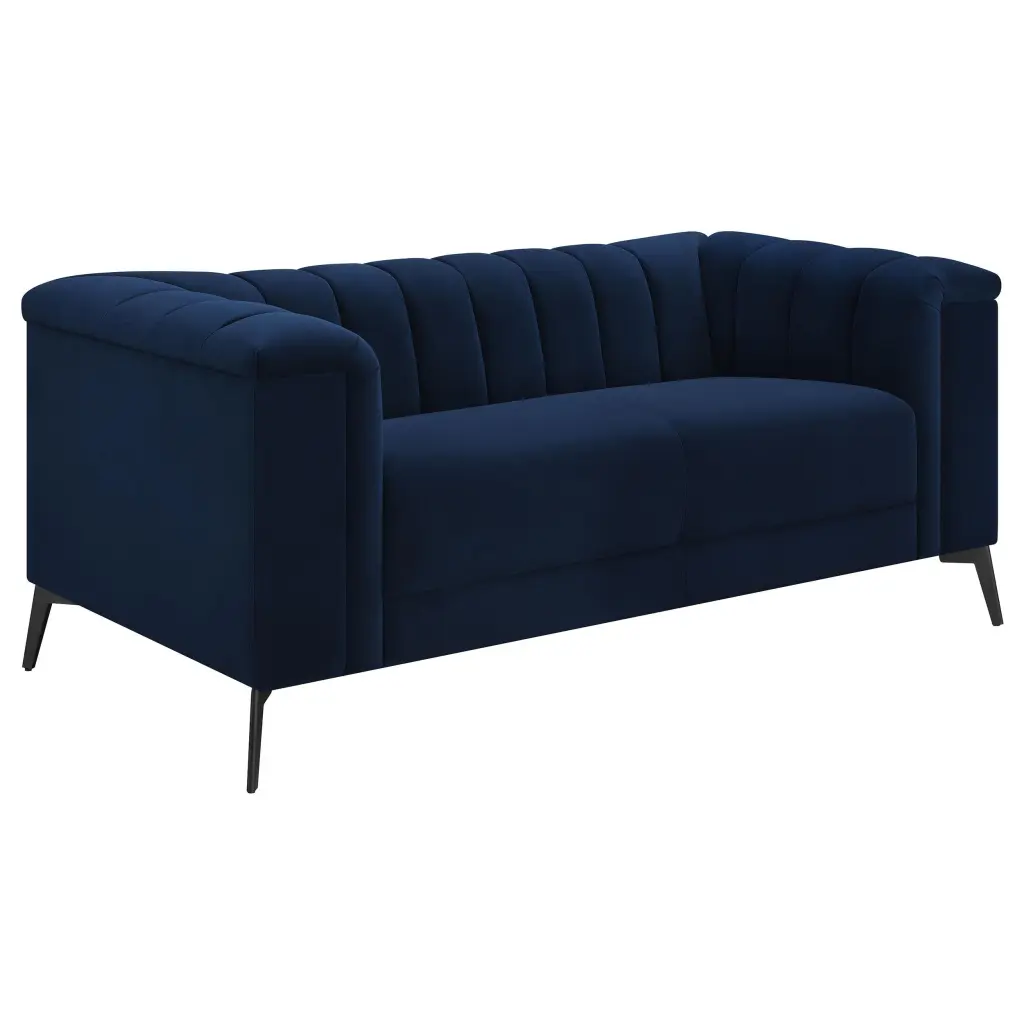 Chalet Tuxedo Arm Loveseat Blue Small Sofa Living Room