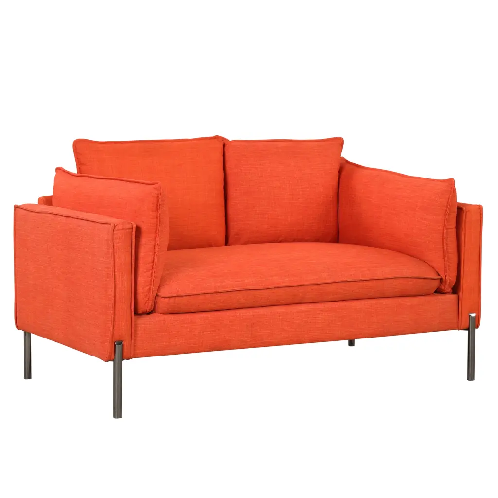Dcenta Modern Linen Fabric Loveseat Small Couch Small Spaces Living Room or Apartment