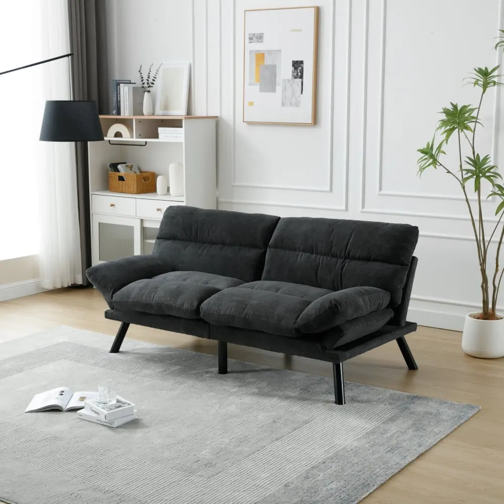 DeeHome COOLMORE Velvet Sofa Accent Loveseat Metal Feet Modern 2-Seater Couch