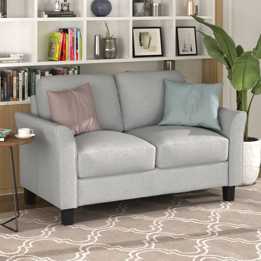 DeeHome Living Room Furniture Love Seat Sofa Double Seat Loveseat Chair Light Gray